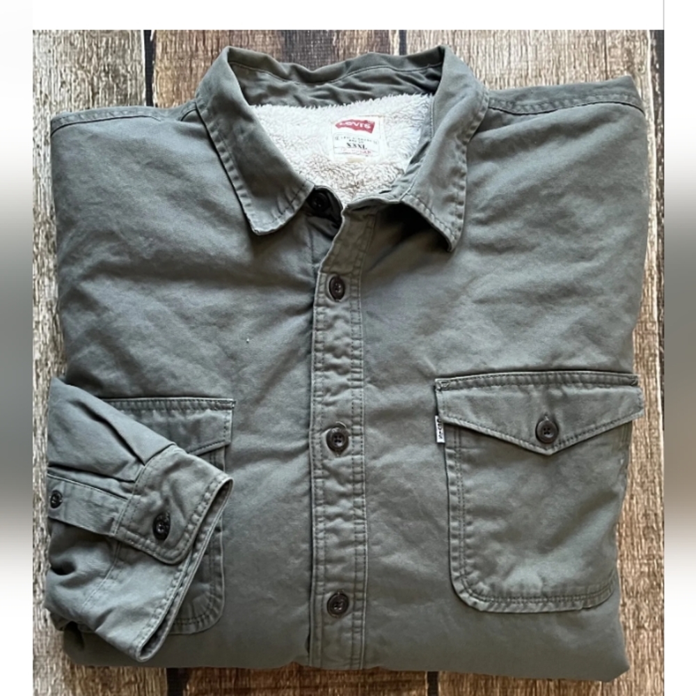 Levi's Men's Olive Green Shacket Shirt Jacket Size XXL Regular Fit